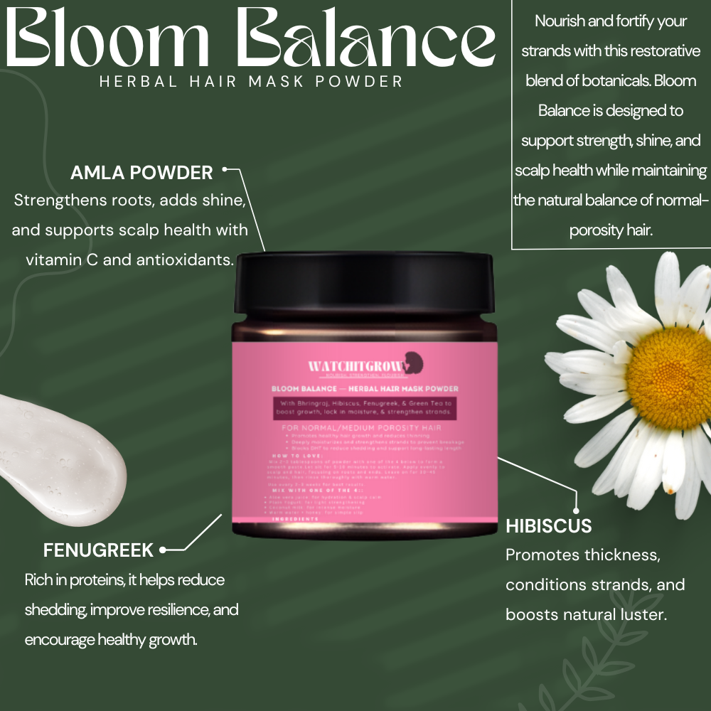 Bloom Balance — Herbal Hair Mask Powder (Normal Porosity Blend)