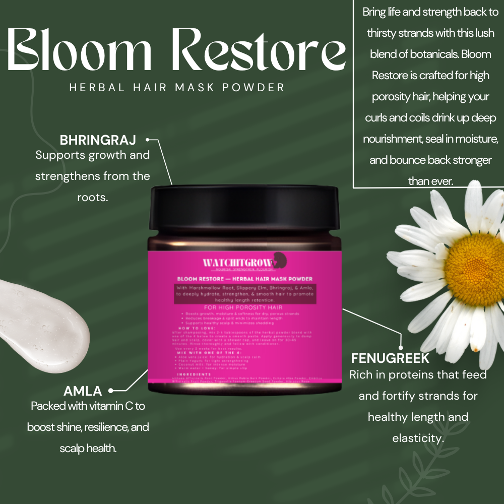 Bloom Restore — Herbal Hair Mask Powder (High Porosity Blend)