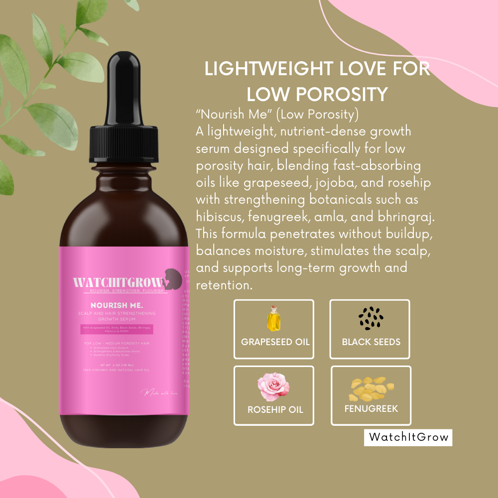 Nourish Me — Lightweight Growth & Strengthening Oil for Low Porosity Hair