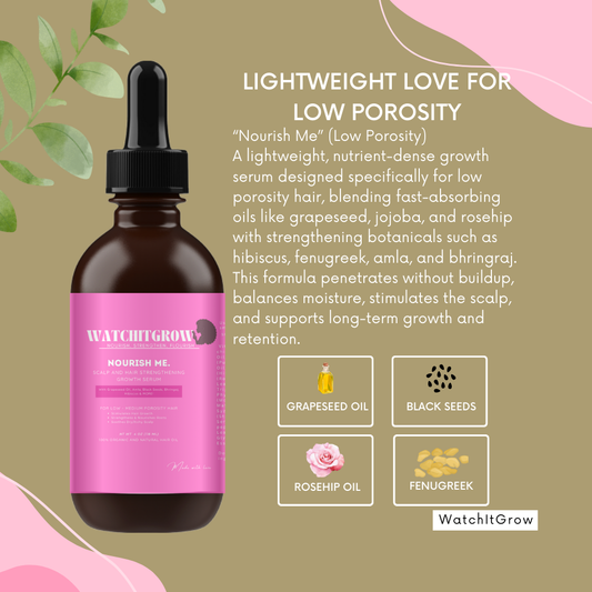 Nourish Me — Lightweight Growth & Strengthening Oil for Low Porosity Hair